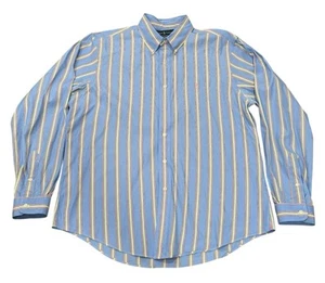Polo Ralph Lauren Mens Button Down Shirt Custom XL Blue Pink Wht Stripe Preppy - Picture 1 of 4