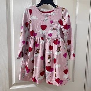 Mini Boden Long Sleeve Fun Jersey Dress Ballet Pink Bunnies Balloons Girls 5-6 - Picture 1 of 17