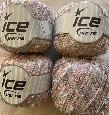 Lot of 4, Ice Ribbon Yarn, Long Butterfly, 50gm/135m, Pink/Grey/Sparkle - Image 1 of 2