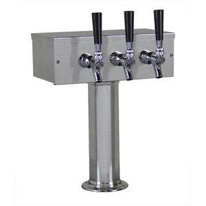 Kegco TTOW-3F-BRUSH Brushed Stainless Steel T-Style 3 Tap Draft Beer Keg Tower - Picture 1 of 2