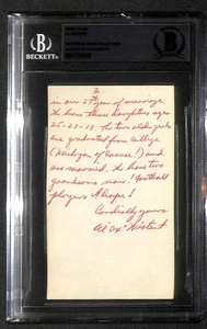 Al Wistert Eagles Great Signed 3x5 Index Card Beckett Slab - Picture 1 of 3