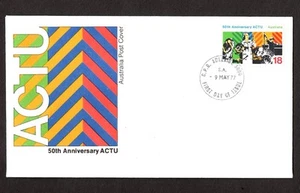 1977 Australia 18c 50th Anniversary ACTU First Day Cover Adelaide Postmark - Picture 1 of 2