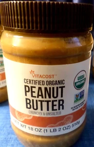 Organic Peanut Butter Crunchy  & Unsalted 18 oz NEXT DAY SHIP - Picture 1 of 3