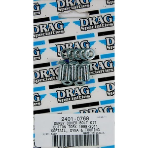 DRAG SPECIALTIES Chrome Button Torx Derby Cover Bolt Set Harley 1999-2015 - Picture 1 of 3