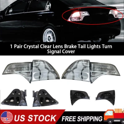 2x Crystal Clear Brake Lamps Tail Lights Cover For 06-11 Honda Civic Sedan 4DR8W Foto 1 de 4