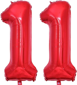 40 Zoll/18 Farbens Luftballon Zahlen 11 Rot, Luftballon 11. Geburtstag Foil Ball - Bild 1 von 7