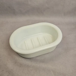 Kleine Art Deco Opalglas Seifenschale NOS  Milchglas Vintage Antik Weiß Ablage - Bild 1 von 6