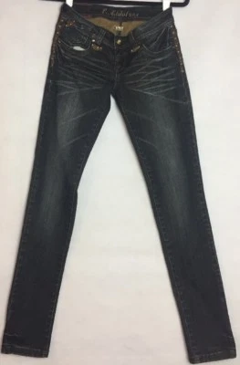 LA Idol Thick Stitching Dark Wash Jeans Size 1  Embellished  - Image 1 of 4