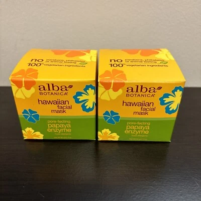 Lote de 2 mascarillas faciales enzimáticas de papaya hawaiana Alba Botanica - 3 OZ cada una paquete de 2 Foto 1 de 4