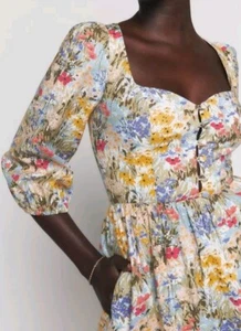 ¡Vestido Midi Forrado de Algodón Estampado Floral Multicolor Reformation Madden! Talla 2 - Imagen 1 de 4