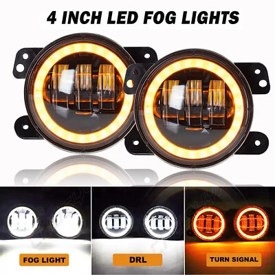 Par de luces antiniebla LED redondas de 4 pulgadas Halo Angel Eyes DRL para Freightliner Coronado Foto 1 de 4