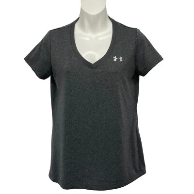 Under Armour V Neck Athletic T Shirt / Women's (S) Gray 100% Polyester - Image 1 of 4