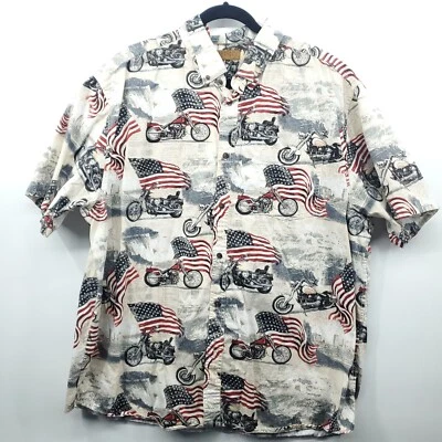 Morgan Creek Outfitters 2XL Shirt Motorcycle American Flag Patriotic Short Sleev - Image 1 of 4