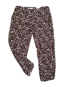 NWT Liz Claiborne relaxed fit dressy capri pants brown white small - Picture 1 of 7