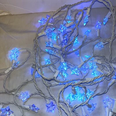 LOTE 2 Luces LED de Hielo Vacaciones 70 Ct Estrellas Azules Interior/Exterior 9 Pies/Cadena Foto 1 de 3