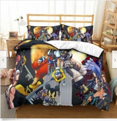 3D Kingdom Hearts Kids Duvet Cover Bedding Set Pillowcase Twin/Full/Queen/King - Image 1 of 4