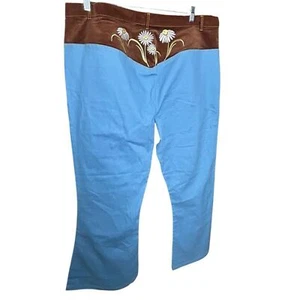 Unique Vintage Smiley Flowers Bell Bottom Flared Jeans Size 20 (3X) - Picture 1 of 13