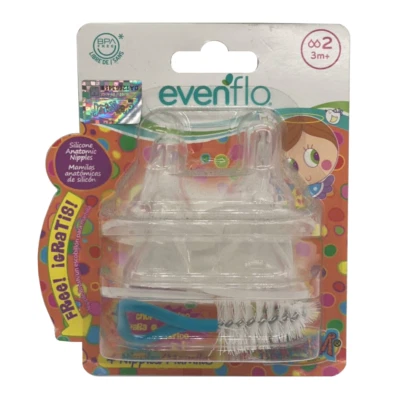 Evenflo Distroller Silicona Pezones Anatómicos 3m+ Con Cepillo 2162111 Foto 1 de 4