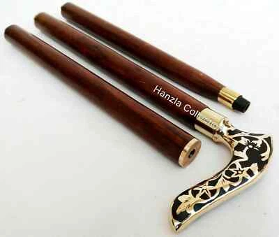 Bastón victoriano con mango de latón - palo de madera vintage estilo antiguo regalo Foto 1 de 4