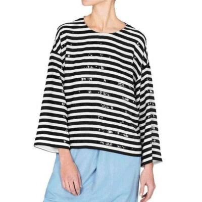BNWOT SASS & BIDE   "The Sixth Year"  Sequin Striped Top - Size 6 - $590 - Image 1 of 4