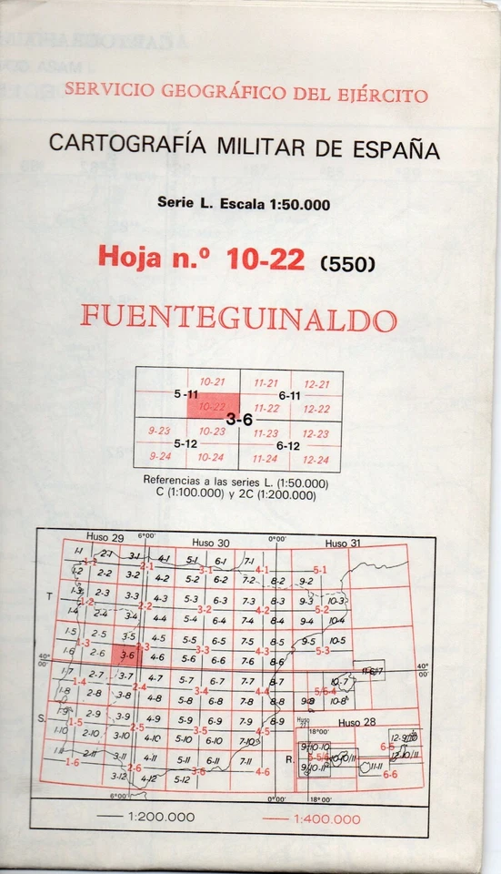 MAPA TOPOGRAFICO "FUENTEGUINALDO" 550 (10-22) ESCALA 1:50000 # 1165 - Imagen 1 de 1