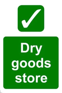 Dry Goods Store. Green Metal Safety Warning Hazard Sign, Kitchen, Cafe, School - Picture 1 of 1