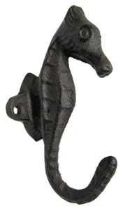 Caballito de mar de estilo antiguo Escuela rústica COAT GANCHO Hardware de montaje en pared de hierro fundido - Imagen 1 de 5