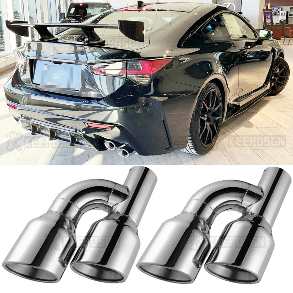 Par de pontas de tubo de escape duplo 2,5" ID para 4" OD para Lexus RC200t RC300 RC350 RC F - Imagem 1 de 4