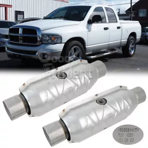 2PCS 2.5" In/Out Catalytic Converters EPA For Dodge Ram 1500 2500 5.7L - Foto 1 di 15