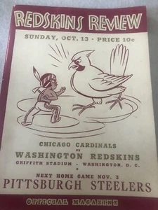1940 Washington Redskins vs Chicago Cardinals Football Program. - Picture 1 of 7