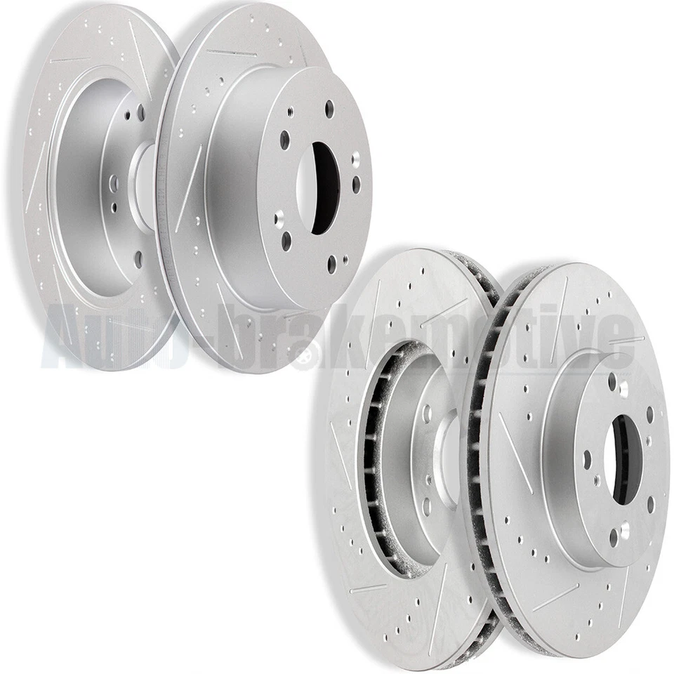 2PCS FRONT + REAR DRILL SLOT BRAKE DISCS ROTORS KIT FIT FOR 98 -02 HONDA ACCORD - Image 1 of 4