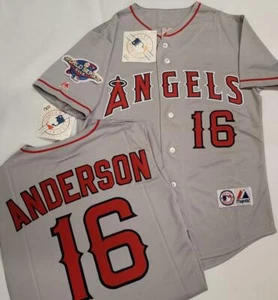 Maglia da baseball 1630 Anaheim Angels GARRET ANDERSON 2002 World Series GRIGIA Nuova - Foto 1 di 1