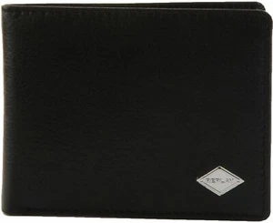 Replay Signature Metal Logo Bi-Fold Black Leather Wallet One Size - Picture 1 of 6