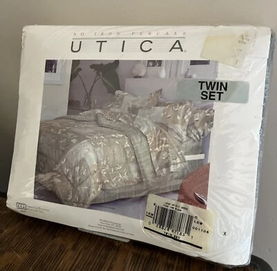 VTG UTICA Leaf Spirit Green Floral TWIN SHEET SET Bedroom Cottage Core New - Image 1 of 4