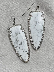 Kendra Scott Skylar Earrings in White Howlite with Bright Silver Hardware - Picture 1 of 3