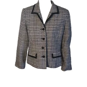 Henry Lee Blazer Tweed 4 Button Business Wear Domino Preppy Women's Size 10 - Picture 1 of 7