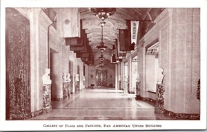 Gallery of Flags & Patriots Pan American Union Building Washington D.C. Postcard - Picture 1 of 2