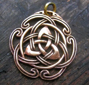 Bronze Keltischer Anhänger keltischer Knoten Glücks-Amulett  + Lederschnur - Bild 1 von 4