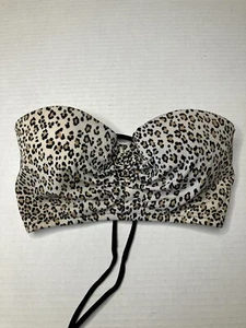 Victoria's Secret 34B Strapless Bandeau Bikini Top Leopard Corset Push Up swim - Picture 1 of 6
