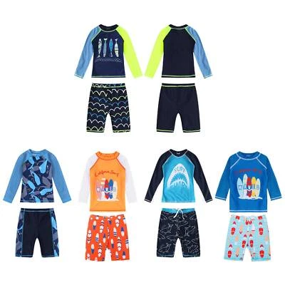 Kids Boys Sun Protection Swimsuit Outfit Rash Guard Wetsuit UPF 50+Bathing AU - image 1 of 2