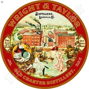 Wright & Taylor Old Charter Distillery 11.75" Round Metal Sign - Picture 1 of 1