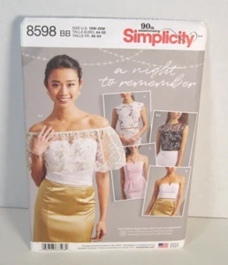 Simplicity 8598 Top, Corset Tops & Shoulder Ruffle Women's 18W-26W Pattern Uncut - Picture 1 of 2