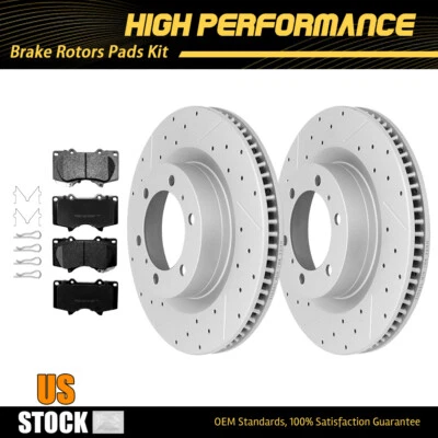 Pastillas de rotores de freno de disco perforadas delanteras para Toyota 4Runner Lexus GX460 2010-2019 Foto 1 de 4