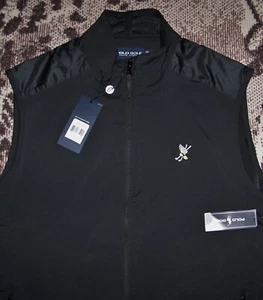 NEW RALPH LAUREN Zip Vest Jacket Sweater Shirt WINGED FOOT GOLF CLUB Sz L Black - Picture 1 of 7
