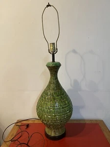 1960s MCM Quartite Creative Corp. Green Cast Ceramic Tile Lamp - Picture 1 of 8