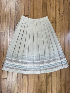 Vintage Pleated Wool Blend Skirt Womens Medium Geometric Pattern Classic 90s - Picture 1 of 7