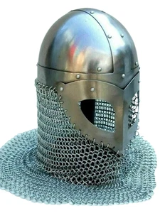 Mittelalter Normannen Nasen Kettenhemd Helm Stahlkopf Rüstung LARP Krieger Kostüm - Bild 1 von 3