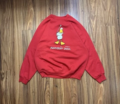 Vintage Tultex “Everybody Duck” Sweater Crewneck Golf Red Large - Image 1 of 4