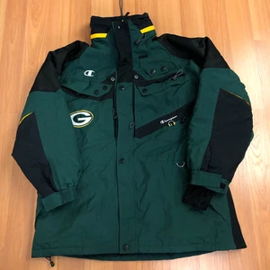 Champion XL Green Bay Packers Jacket Full Outdoor Shell Mock Neck Green MINT - Picture 1 of 15
