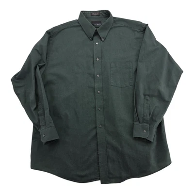 Bill Blass Wrinkle Free Oxford Green Button Up Long Sleeves Shirt Mens 18 34/35 - Image 1 of 4